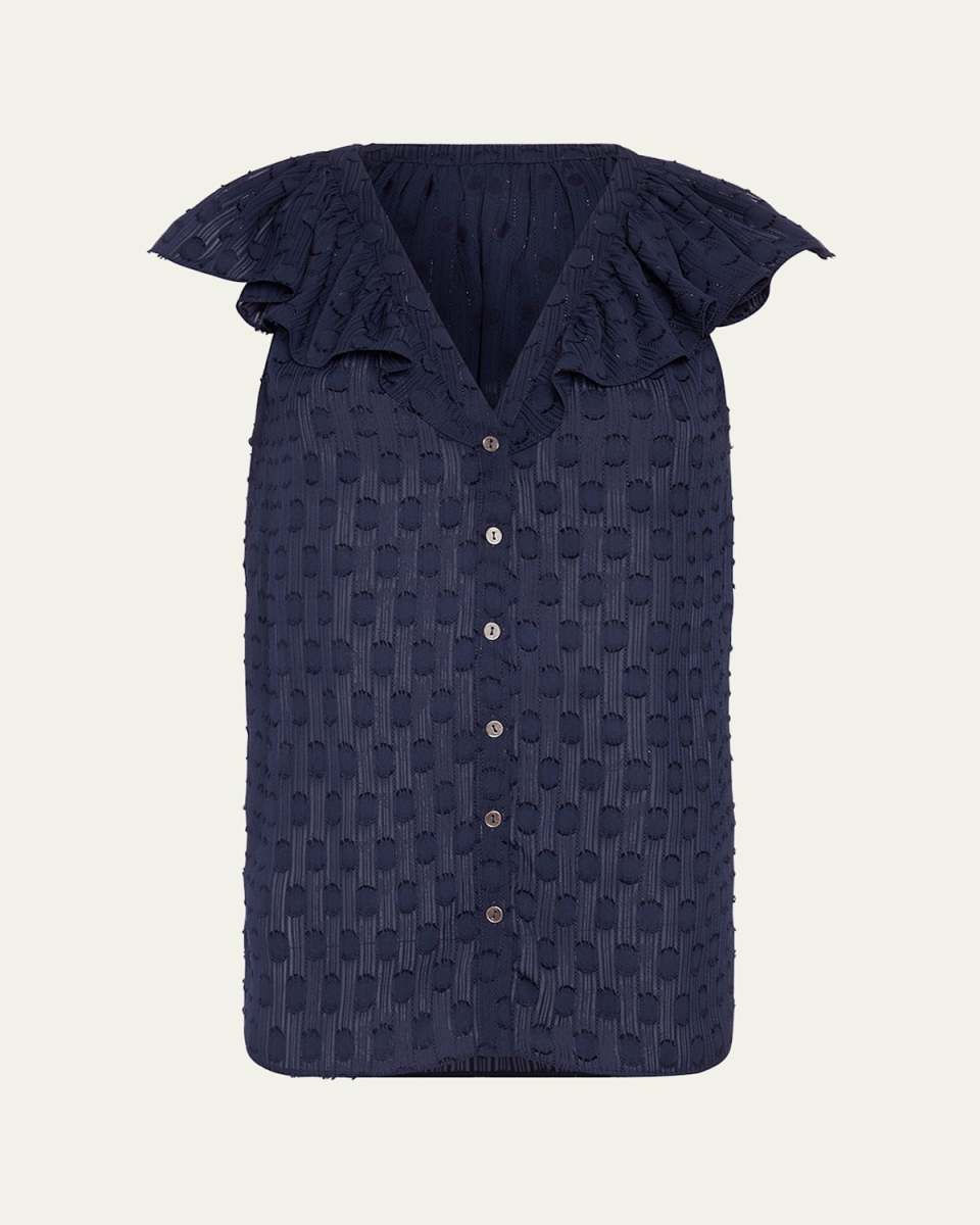 Silvia Dot Ruffle-Trim Top